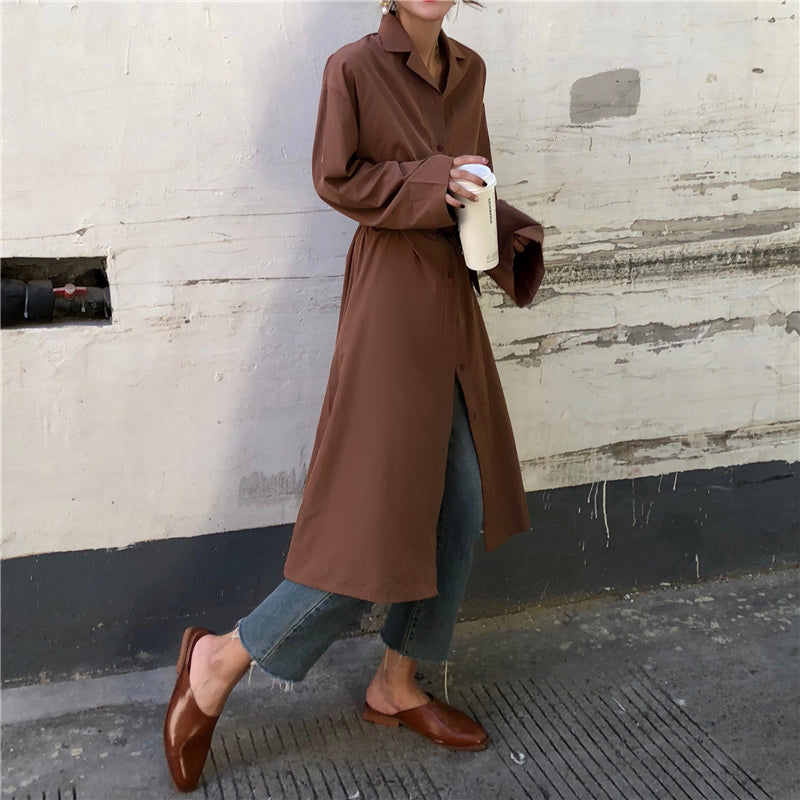 [Korean Style] Full Sleeve Belted Single Breasted Windbreaker*