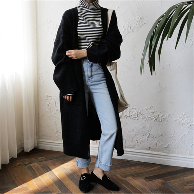 [Korean Style] Oversized Loose Knitted Full Length Cardigan