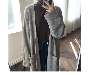 [Korean Style] Oversized Loose Knitted Full Length Cardigan