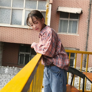 [Korean Style] Basic Plaid Temperament Cotton shirts