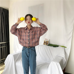[Korean Style] Basic Plaid Temperament Cotton shirts