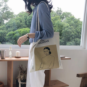 [Korean Style] Minimalistic Cartoon Printing Canvas Shoulder Bag