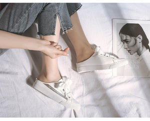 [Korean Style] Half Drag White Casual Shoes