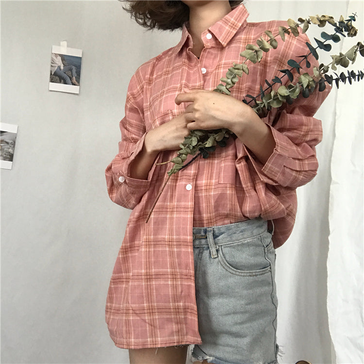 [Korean Style] Laurel Plaid Preppy Shirts