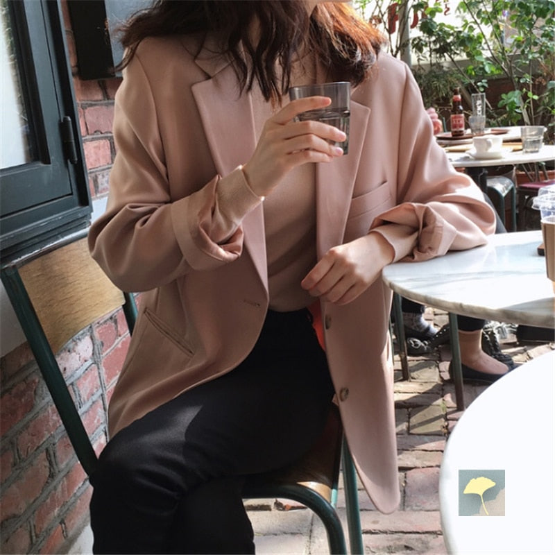 [Korean Style] Single Breasted Casual Blazer