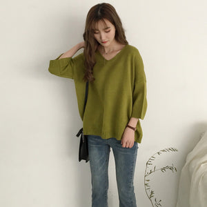[Korean Style] Casual Knitted Half Sleeve pullover