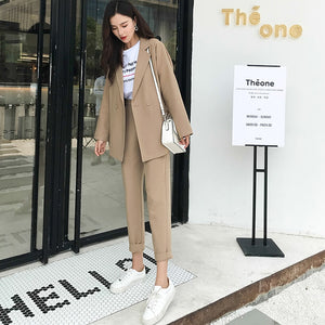 [Korean Style] Wheat Notched Collar Matchy Suit Set