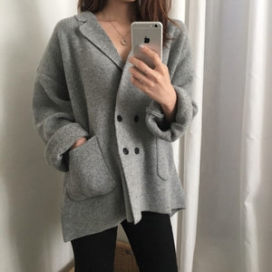 [Korean Style] Debbie Double Breasted Cardigan Coat with Pockets