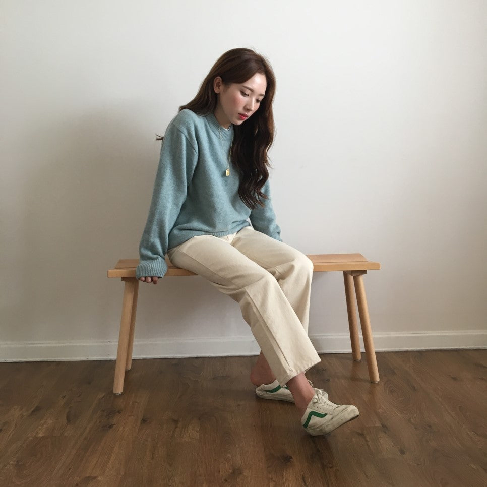 [Korean Style] Round Neck Knitted Pullover Sweater