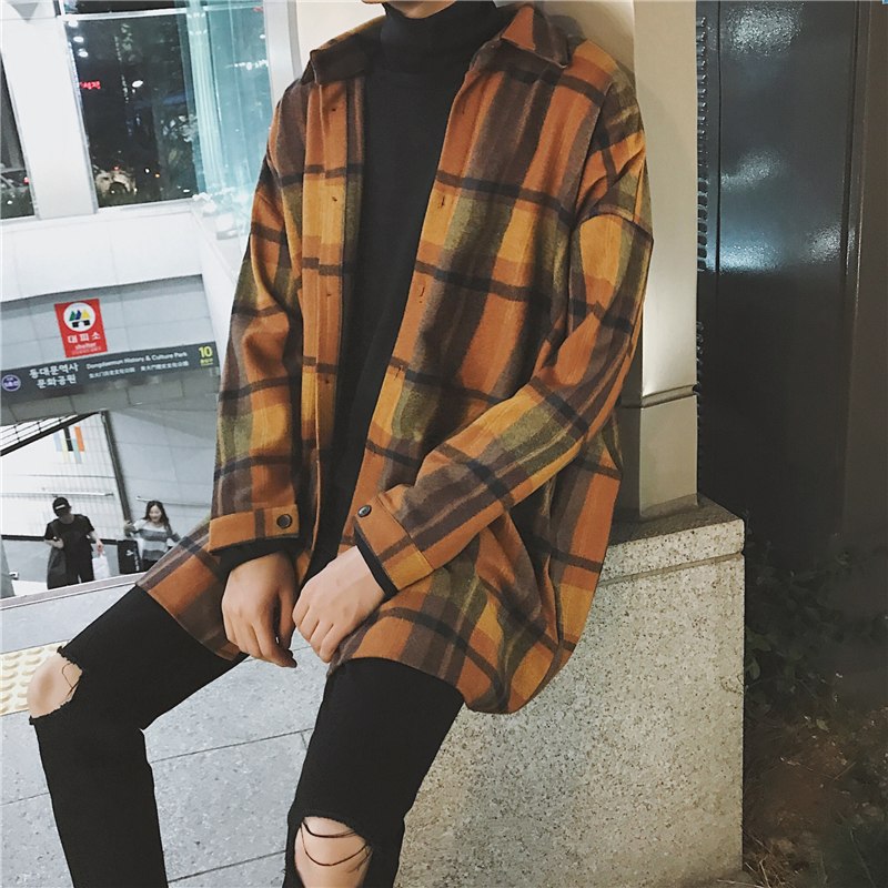 [Korean Style] Lapel Tartan Shirt