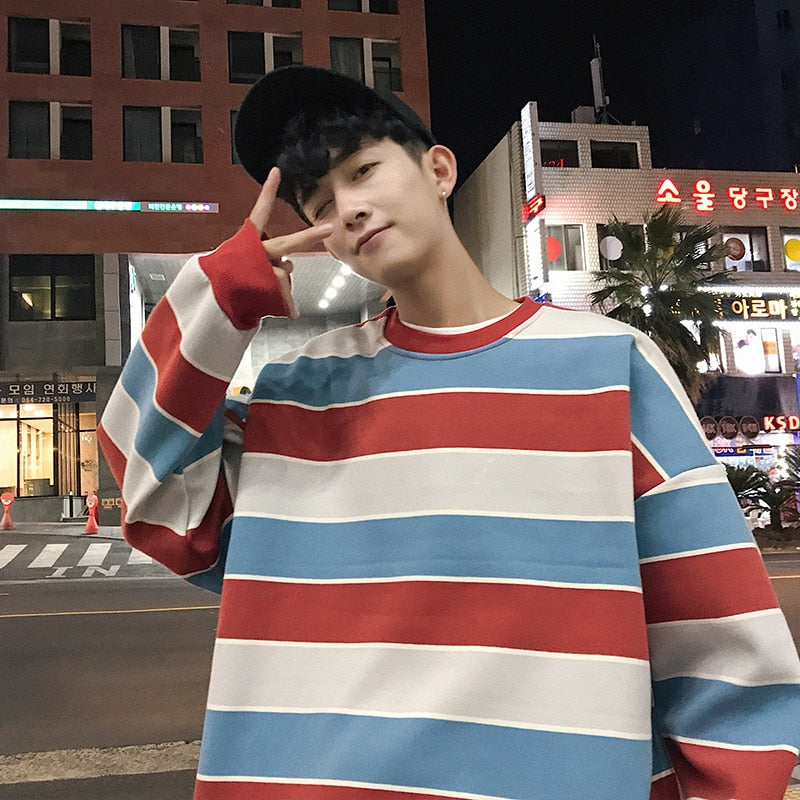 [Korean Style] Tory Striped Sweatshirt