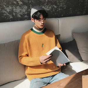[Korean Style] Kai Embroidery Woolen Turtleneck Sweater
