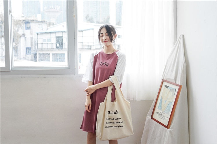 [Korean Style] Kinoa Letter Printing Canvas Bag