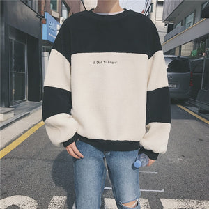 [Korean Style] Nory Stitching Letter Sweatshirts