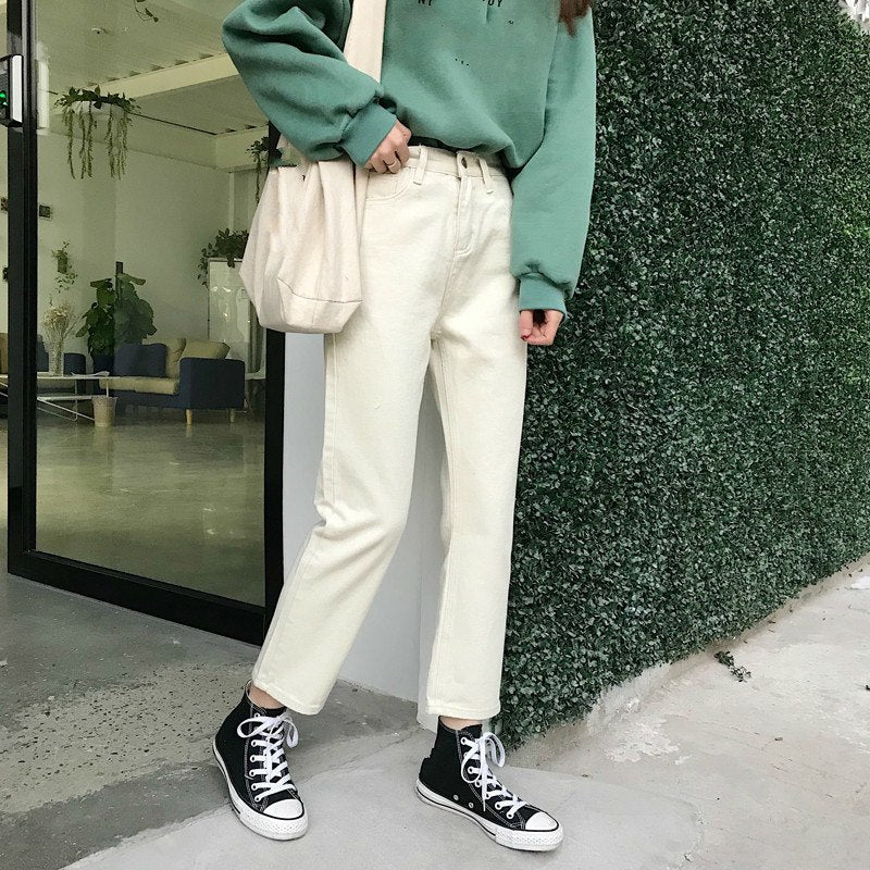 [Korean Style] Vanilla Casual Straight Denim Pants