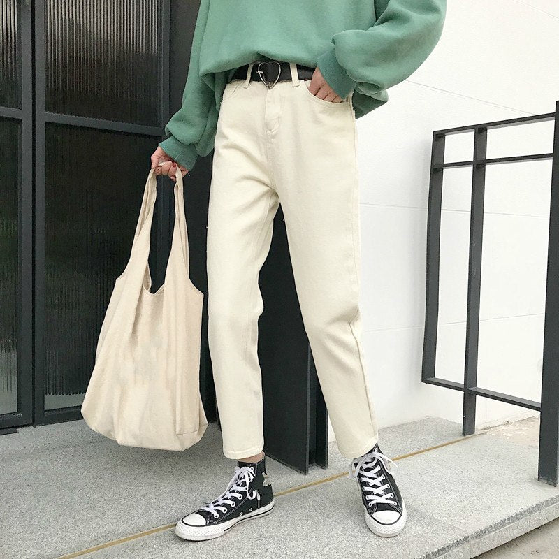 [Korean Style] Vanilla Casual Straight Denim Pants