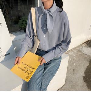 [Korean Style] Bunny Ribbon Solid Color Shirts
