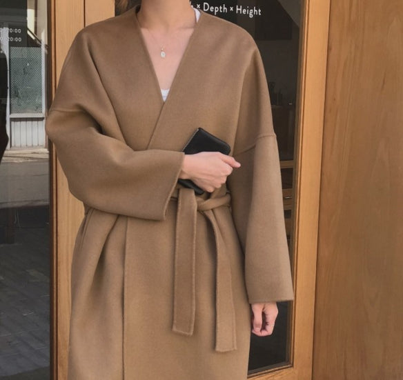 [Korean Style] Pecan Long Sleeve Mujer Coat