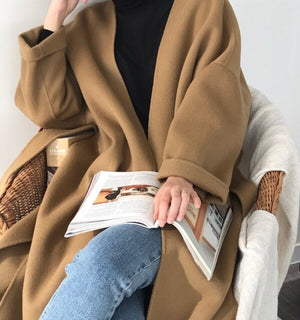 [Korean Style] Pecan Long Sleeve Mujer Coat