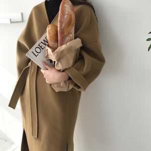 [Korean Style] Pecan Long Sleeve Mujer Coat