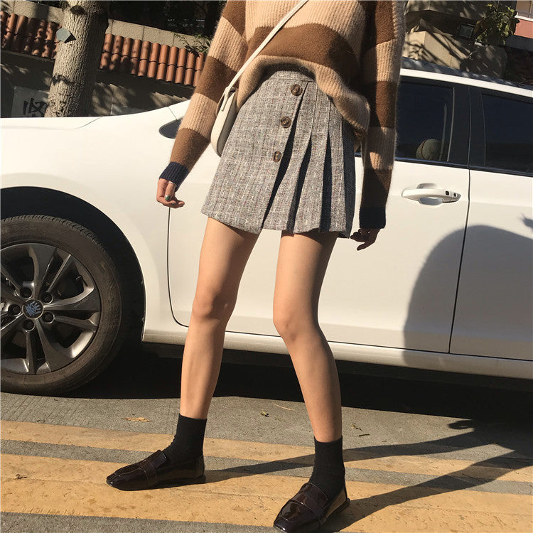 [Korean Style] Basci Pleated Plaid mini Skirts