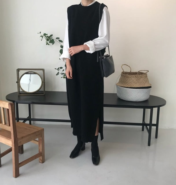 [Korean Style] Leisi Long Sleeveless Sweater Dress