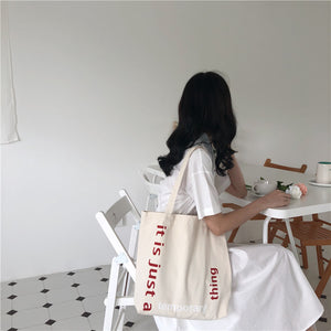 [Korean Style] Quote Prints Canvas Bag