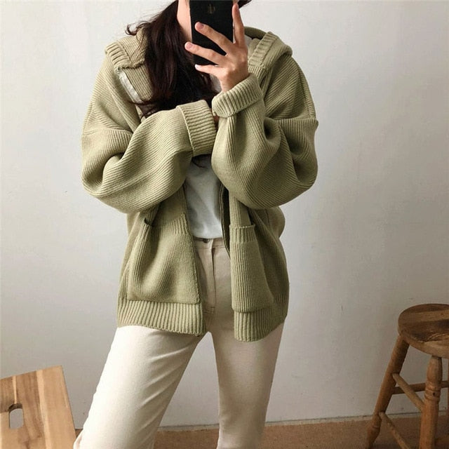 [Korean Style] Karen Long Sleeve Knit hoodie
