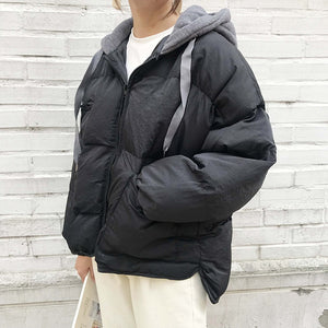 [Korean Style] Cloath Cotton Padded Coat with hood