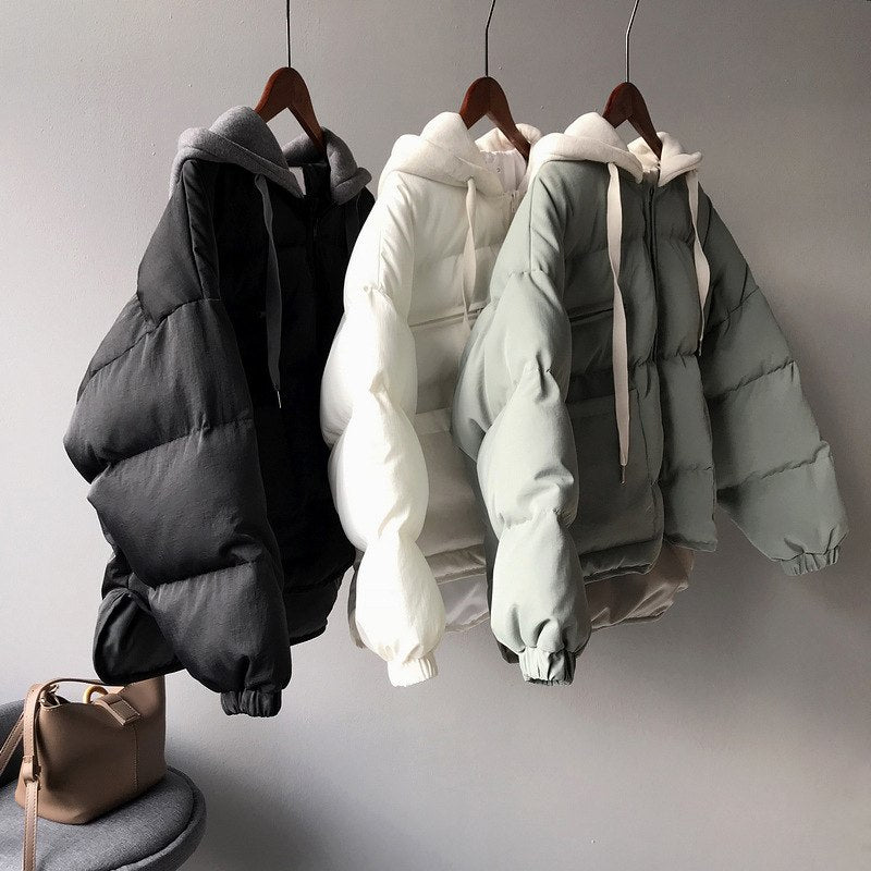 [Korean Style] Cloath Cotton Padded Coat with hood