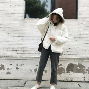 [Korean Style] Cloath Cotton Padded Coat with hood