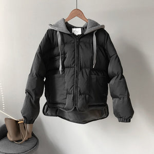 [Korean Style] Cloath Cotton Padded Coat with hood