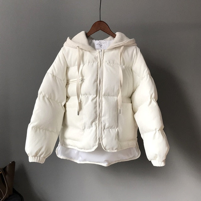 [Korean Style] Cloath Cotton Padded Coat with hood