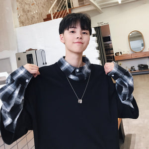 [Korean Style] Trendy Two-piece Layered Shirt