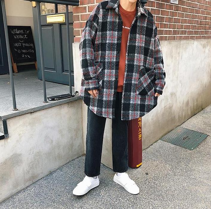 [Korean Style] Danny Lattice Loose Fit Shirt
