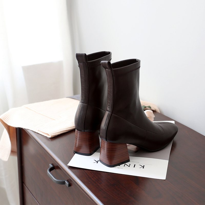 [Korean Style] Real Leather Ankle Boots