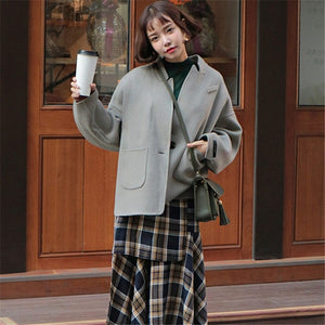 [Korean Style] Single Breasted Solid Color Short Coat