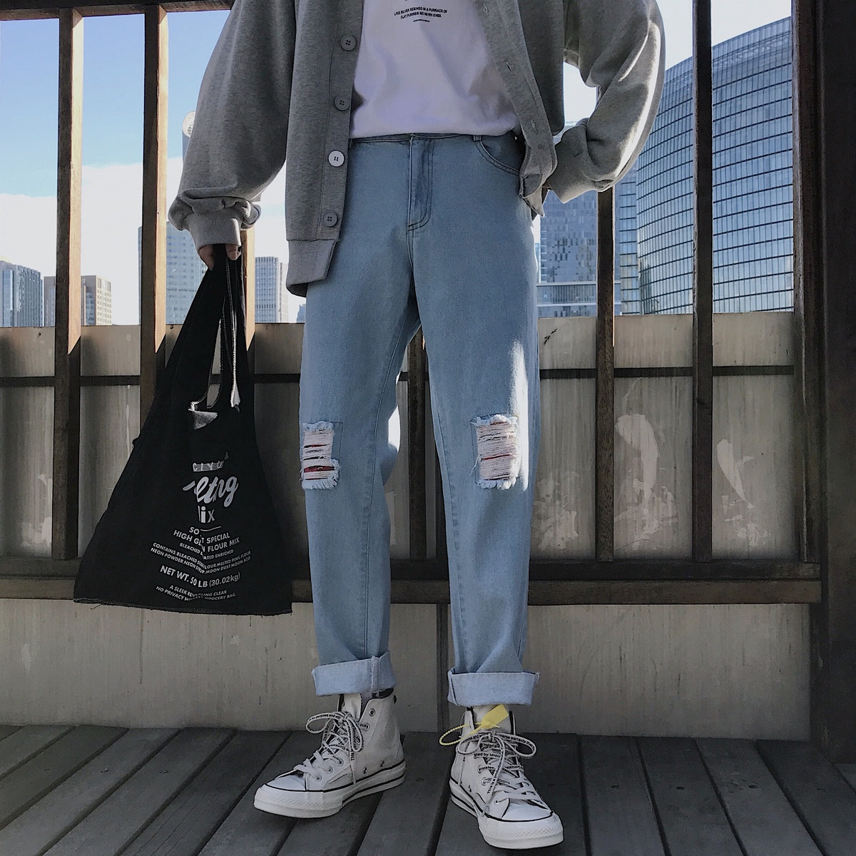[Korean Style] Vess Light-Blue Denim Pants