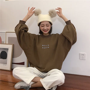 [Korean Style] Loose fit Sweatshirts with Puff Sleeves