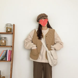 [Korean Style] Peanut Butter Sleeveless Cotton Padded Vest