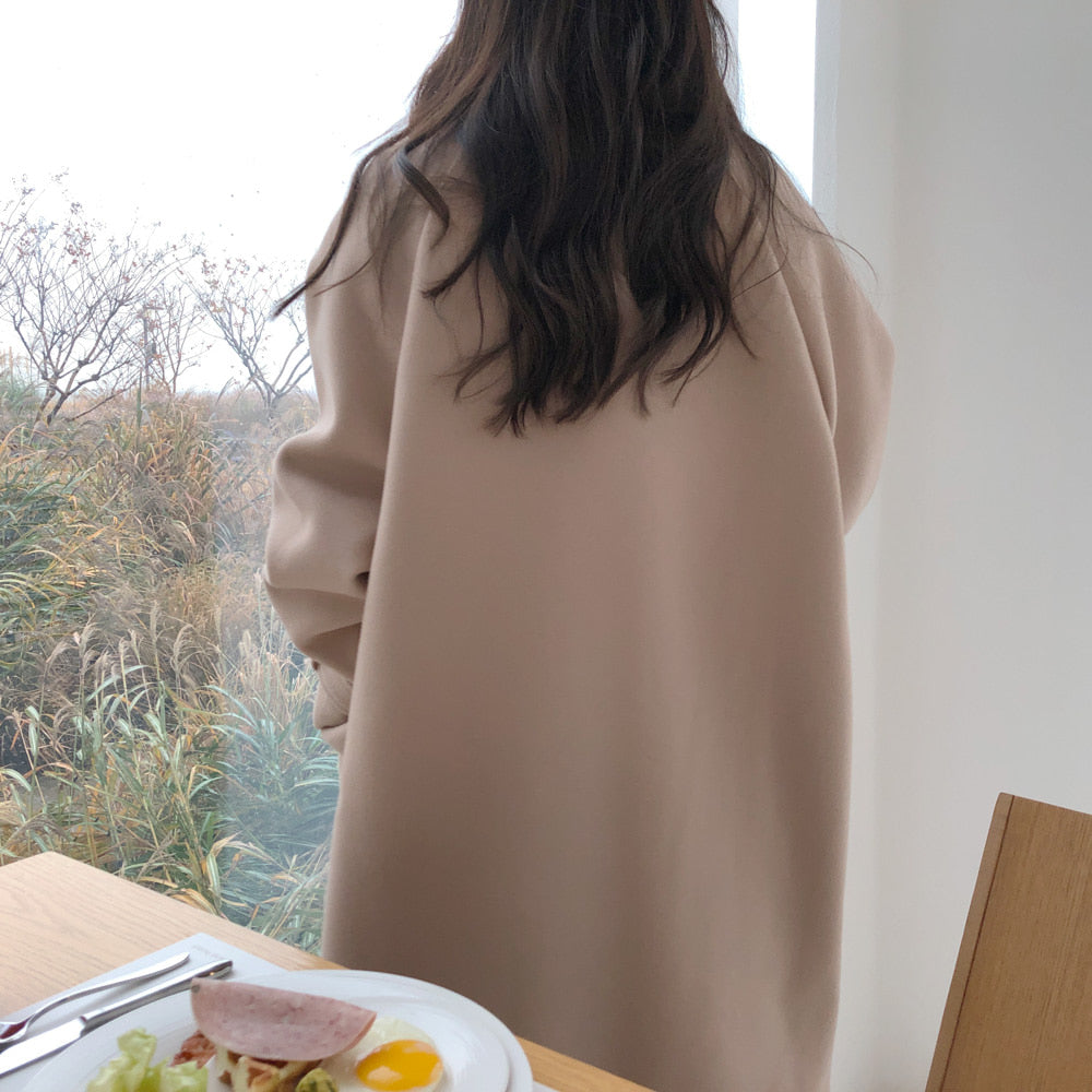 [Korean Style] Pofin Wool Blended Thick Overcoat