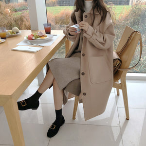 [Korean Style] Pofin Wool Blended Thick Overcoat