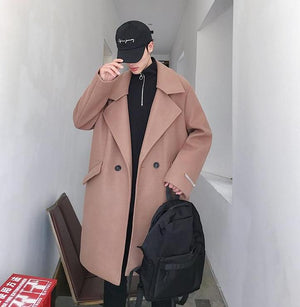 [Korean Style] Woolen Long-Sleeve Overcoat