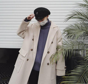 [Korean Style] Chelsea Woolen Double Overcoat