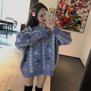[Korean Style] Anna Deer Pattern Knit Sweater