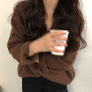 [Korean Style] Fluffy Bunny V-neck Sweater