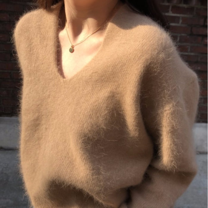 [Korean Style] Fluffy Bunny V-neck Sweater
