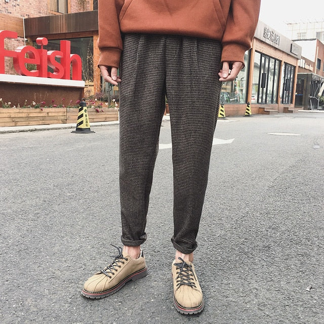 [Korean Style] Panelled Woolen Casual Pants