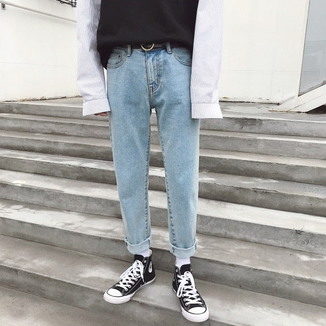[Korean Style] Ray Skyblue Denim Slim Jeans