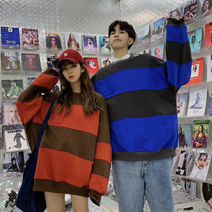 [Korean Style] Striped Pocket Sweatshirts